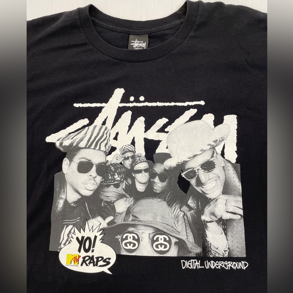 VTG Stussy Yo MTV Raps Digital Underground Blk Logo T - Picture 2 of 4